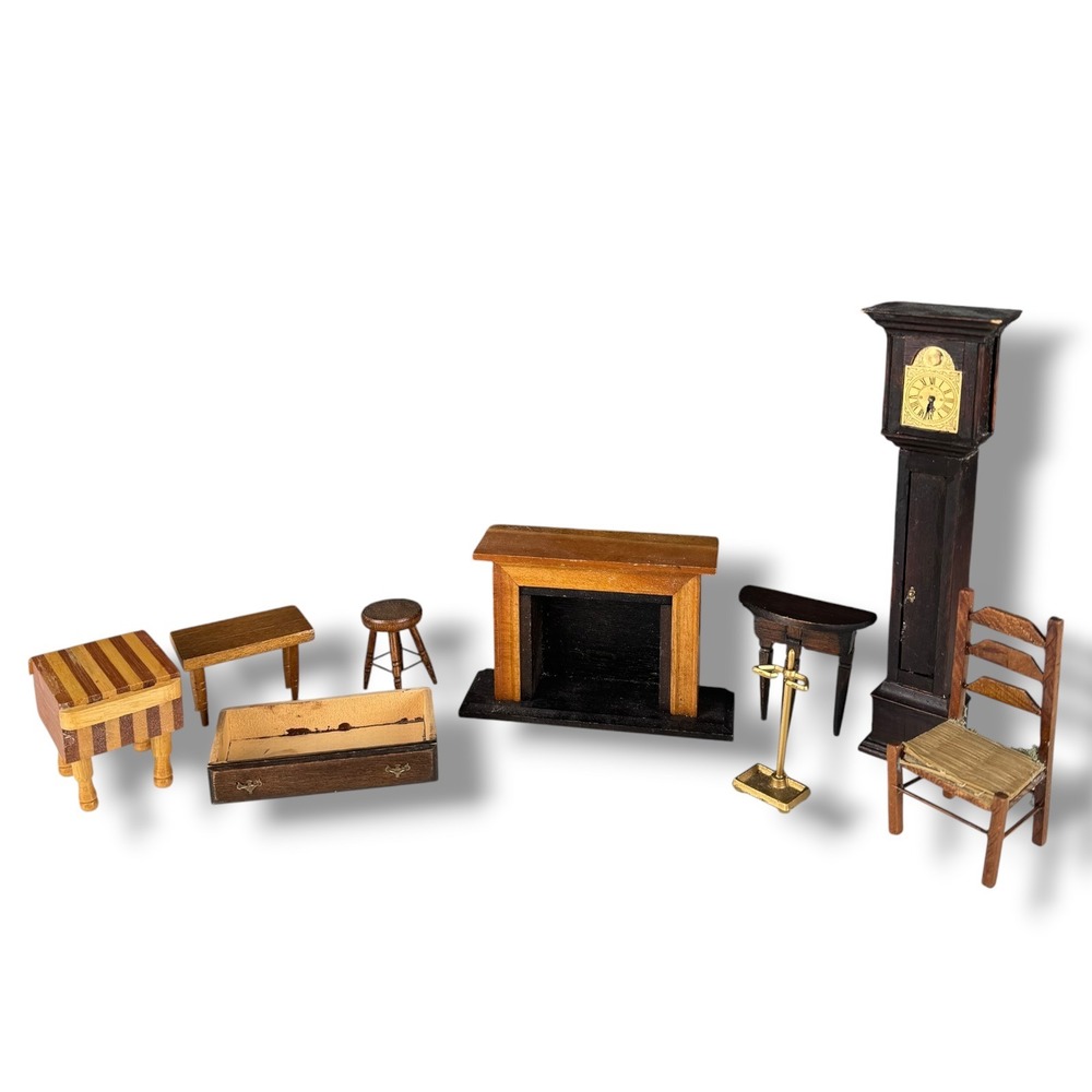 Vintage Shackman Miniature Wooden Dollhouse Furniture Set Japan 8pc Collection‎